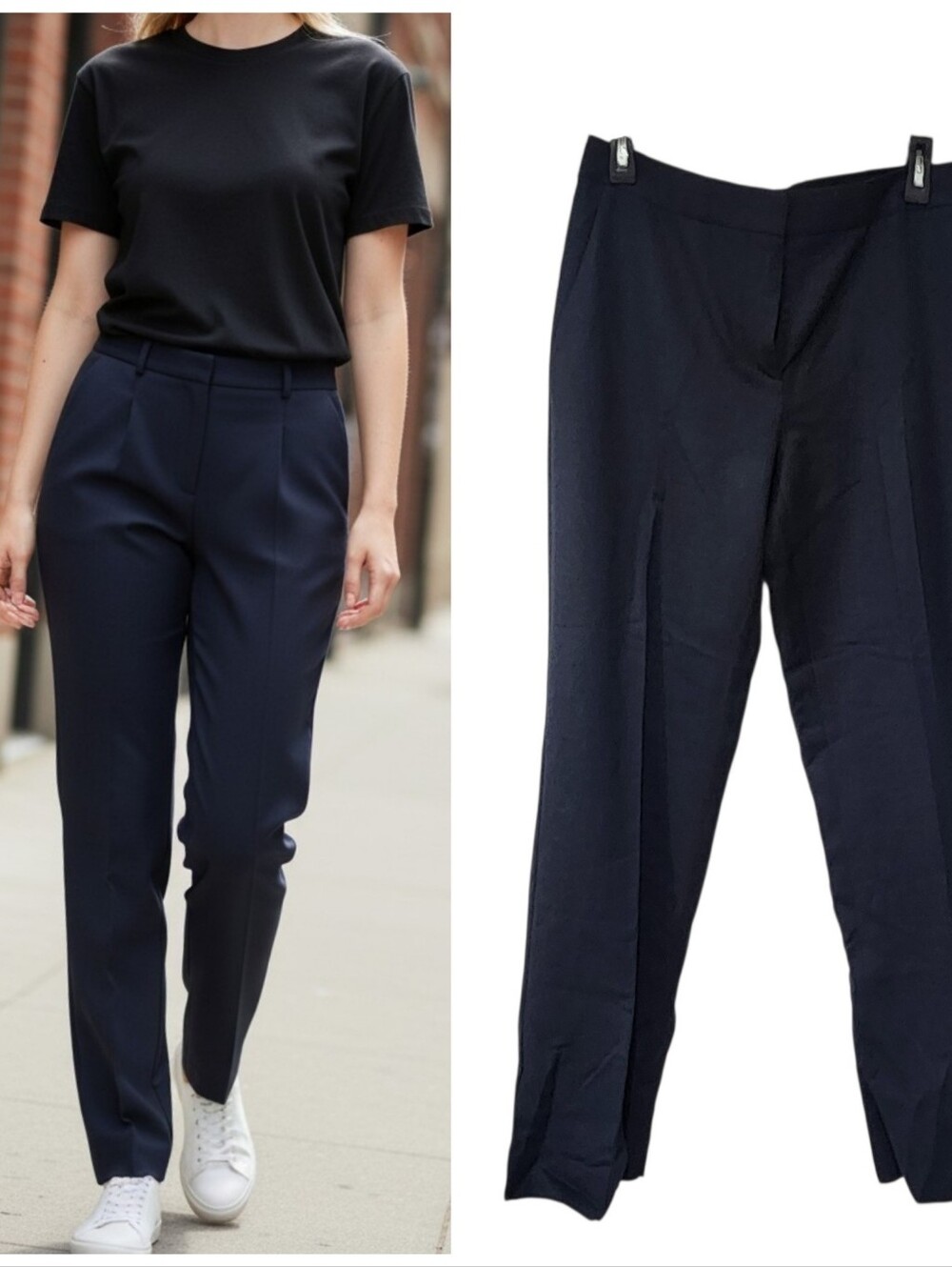 Max Mara Navy Blue Wool Tailored Dress Pants Size 10